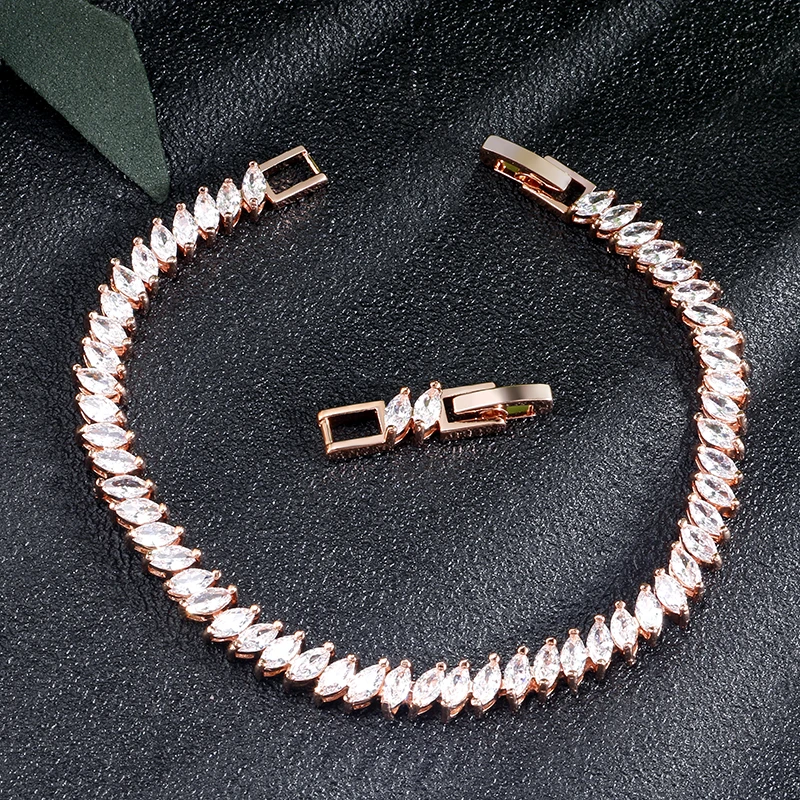 Браслет цепочка Uilz женский с фианитами Ювелирное Украшение камнями маркиза