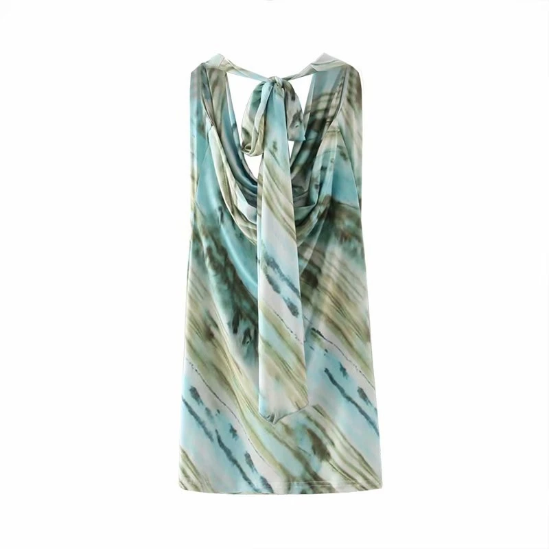

Miguofan Halter Sexy Green Bow Mini Dress Women Sleeveless Sexy Backless Dress Boho Beach Summer 2021 Loose Dresses Vestidos