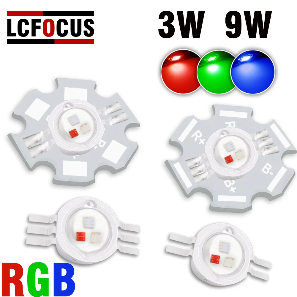 3 Вт 9 RGB Мощный светодиодный чип COB 1 4 6-контактный с печатной платой полноцветный