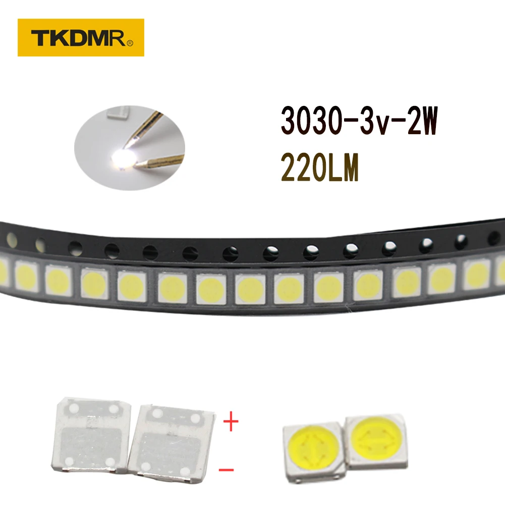 Светодиодная подсветка высокой мощности TKDMR 100/50 шт. 2 Вт 3030 3 В холодный белый 220LM