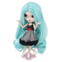 aidolla blyth doll hair wig blue long curly hair doll accessories high temperature fiber wavy wig for diy doll girl gift