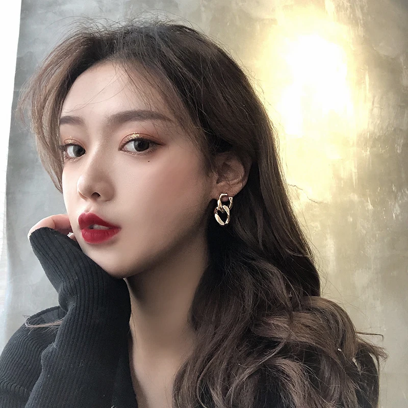 Женские Двухсторонние серьги AOMU металлические серьги-подвески с кисточками