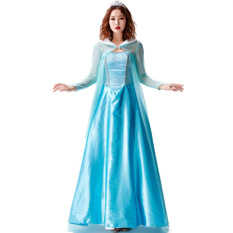 Halloween Adult Elsa Queen Fantasia Cosplay Costume Carnival Party Fairy Tale Princess Women Fancy Dress for Animation Role Play |