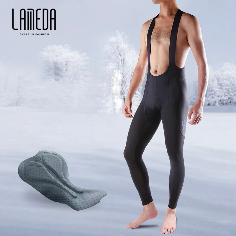 

LAMEDA Autumn Winter Cycling Bib Pants Men's Windproof Knees Legs Warm Fleece Bike Trousers Road Mountain MTB Bib Pants