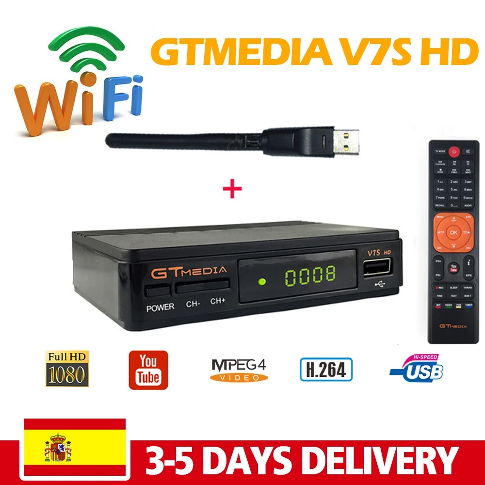 

Спутниковый ТВ-приемник GTMEDIA V7S, DVB-S2 Full HD, 1080P, обновление USB, Wi-Fi, декодер Freesat V7S, не входит в комплект