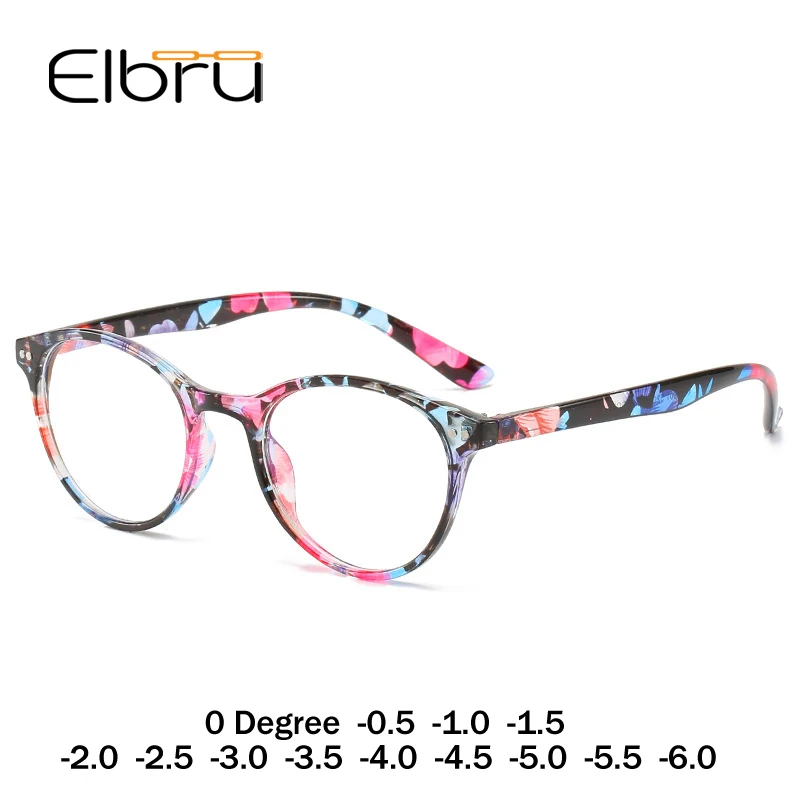 Женские винтажные круглые очки Elbru для близорукости в стиле ретро от 0 градусов до
