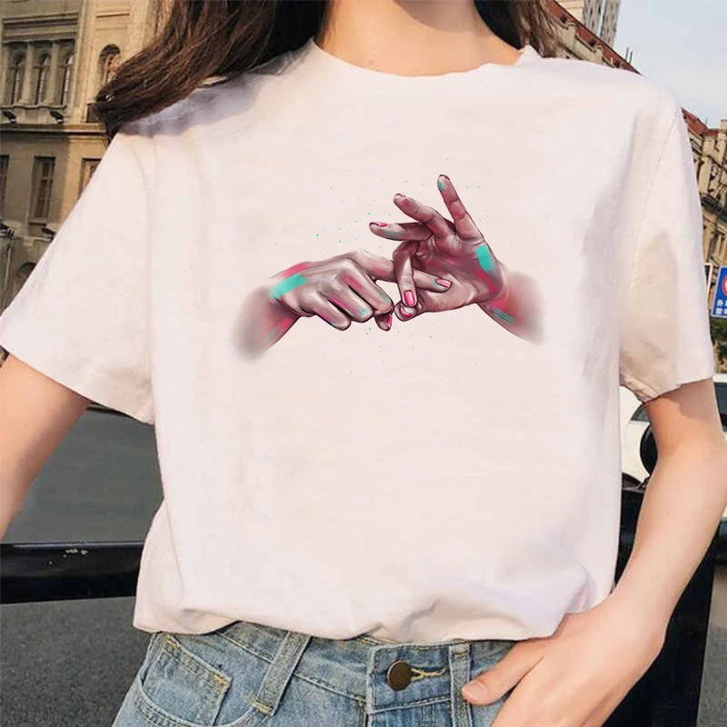 Новая футболка микеланжело Ulzzang Hands Femme винтажная женская Харадзюку 90s