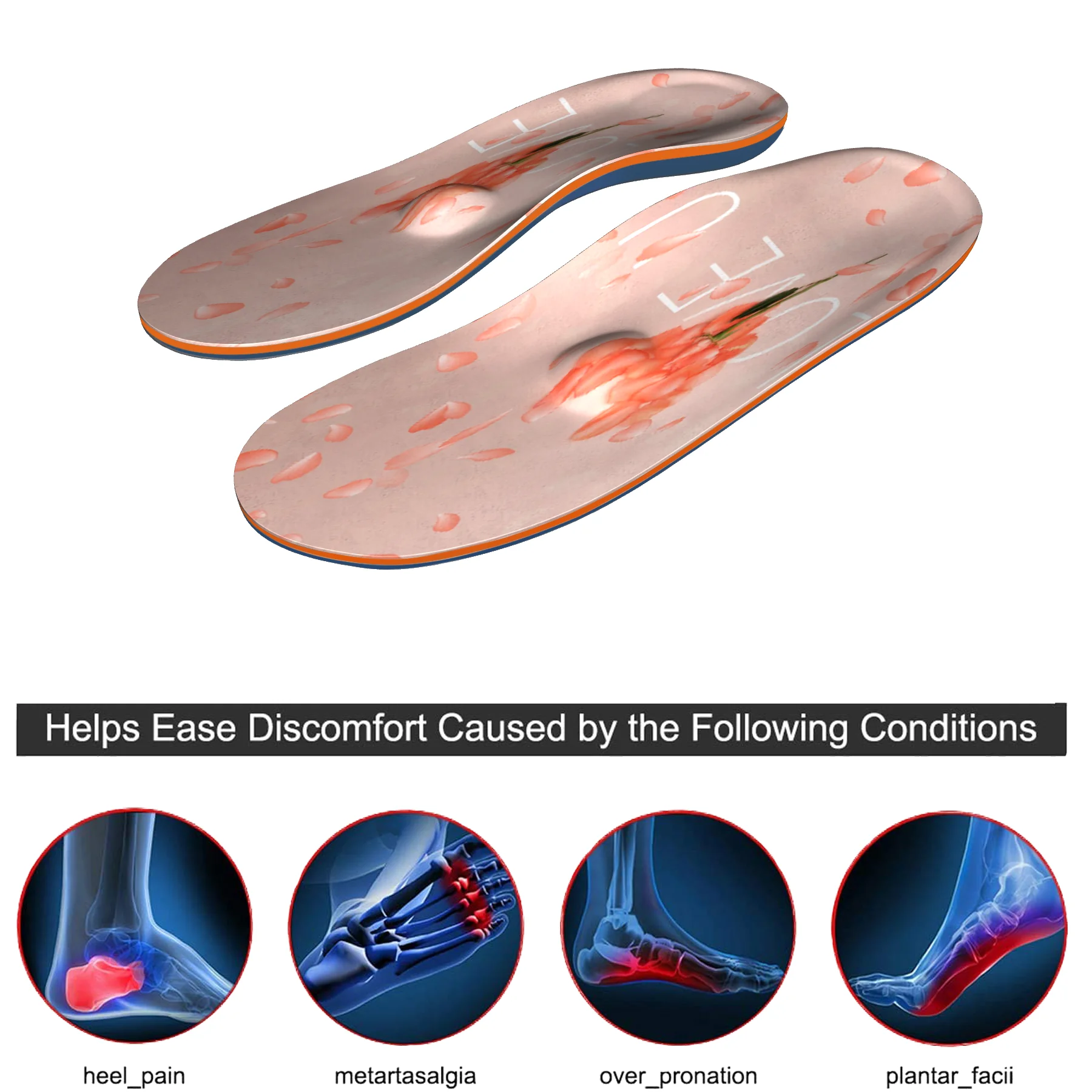 Summer unisex insoles are suitable for correction of flat foot fasciitis, sweat absorption, deodorization and other functions