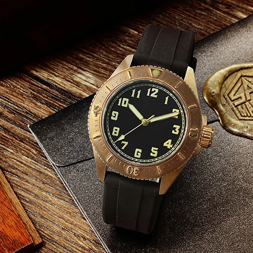 Black no logo San Martin новые модные часы модные Cusn8 Бронзовый Дайвинг механические часы 200 Водонепроницаемость C3 Супер светящийся сапфир стекло - Цвет: Black no logo