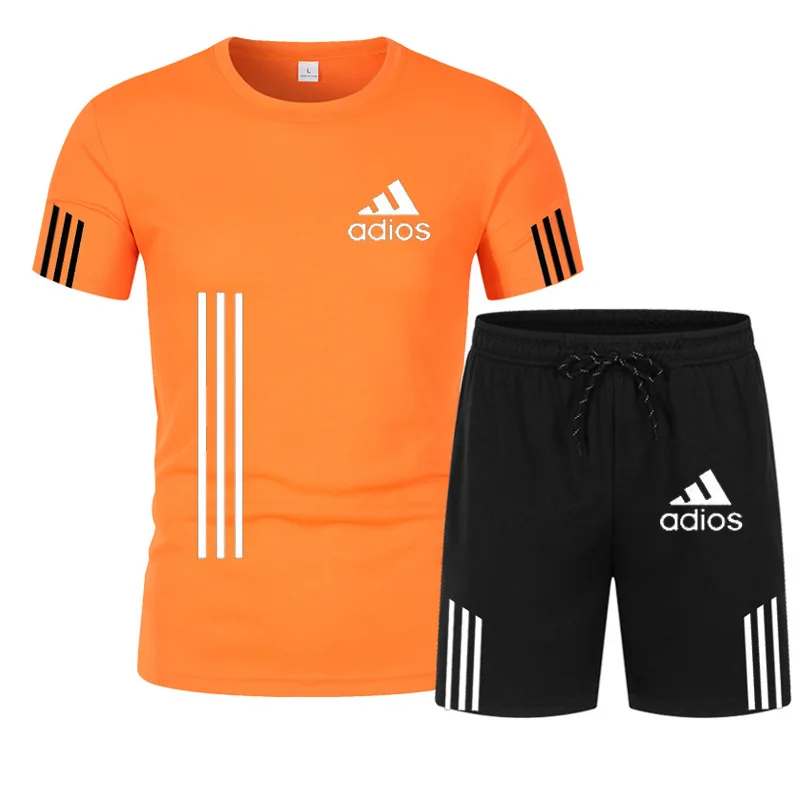 

2021 popular new cotton men's T-shirt + Sports Shorts Set summer high quality cotton T-shirt sports running set
