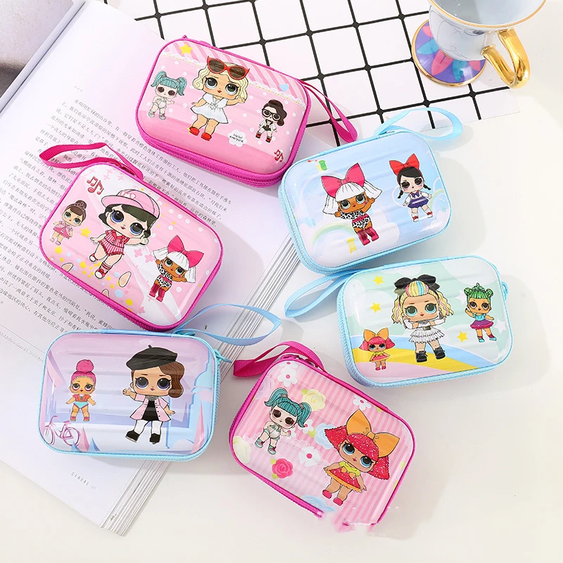 

Original lol surprise dolls wallet Mini suitcase cartoon Pattern coin purse Simple and stylish earphone bag birthday gifts