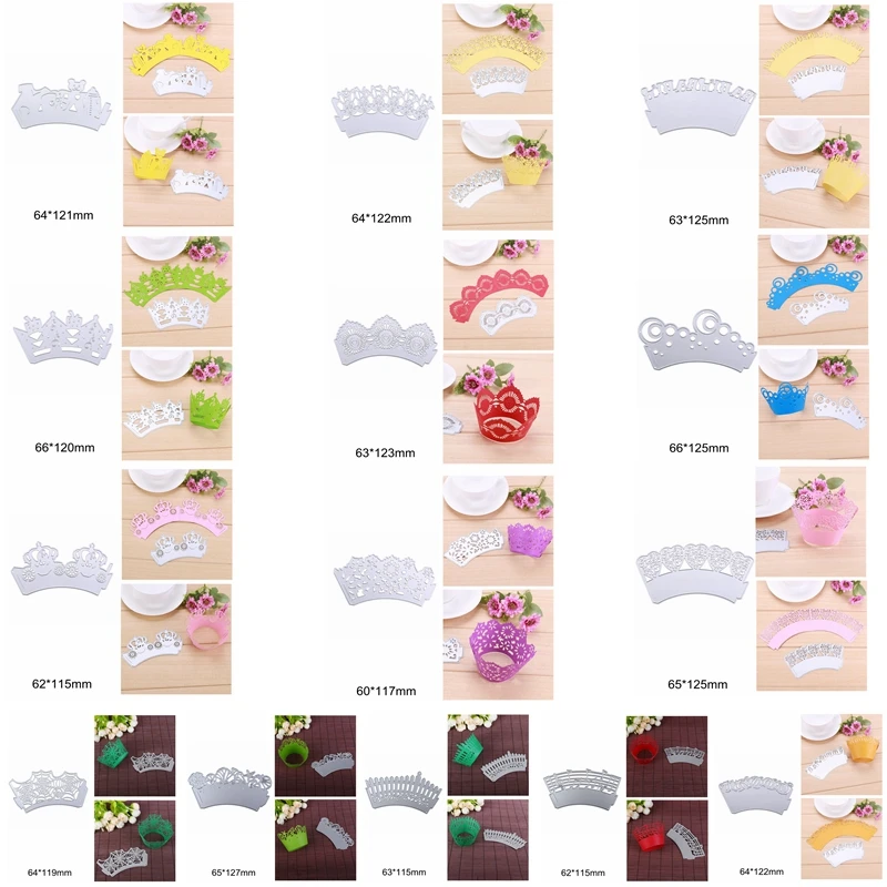 

Beautiful Lace Cake Cup Mix Pattern Flower Crown Hollowed Frame Metal Cutting Dies Make Pastry Paper Package DIY Scrapbook Craft