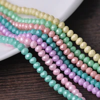matte coated crystal glass 6mm rondelle faceted loose spacer beads for jewelry making diy