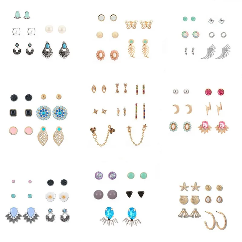 25 стилей сердце из цветов символ бесконечности серьги гвоздики набор 2019 Новый