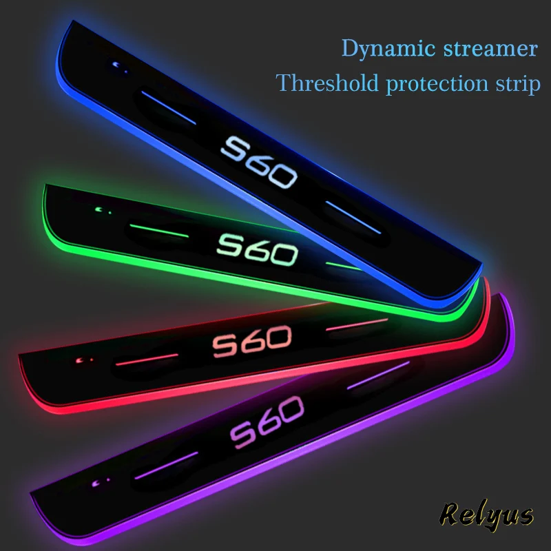 

Luminous Car Logo Moving LED Welcome Pedal Car Scuff Plate Pedal Door Sill Pathway Light For Volvo S60 S 60 Car Accessories