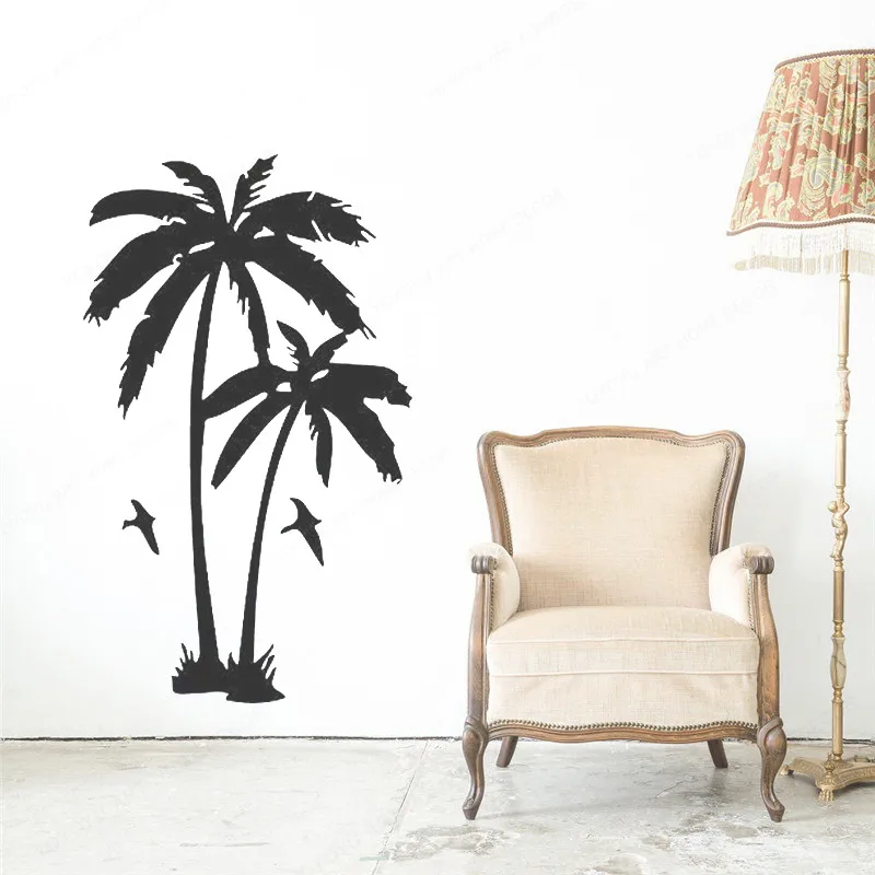 Кокосовое дерево растение виниловая настенная наклейка для гостиной Съемная