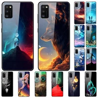 case for samsung galaxy a41 back phone cover black silicone bumper with tempered glass series 3