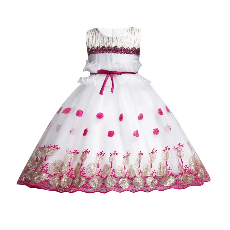 New Kids Girl Princess Dress Wedding Party Lace Sequins Embroidery Gauze Photographing Big Bow Clothes Ball Gown | Детская одежда и