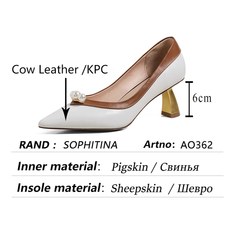 

SOPHITINA Elegant High Heels Women Pearl Decoration Strange Style Heels Shoes Pointed Leather Spring Handmade Female Pumps AO362