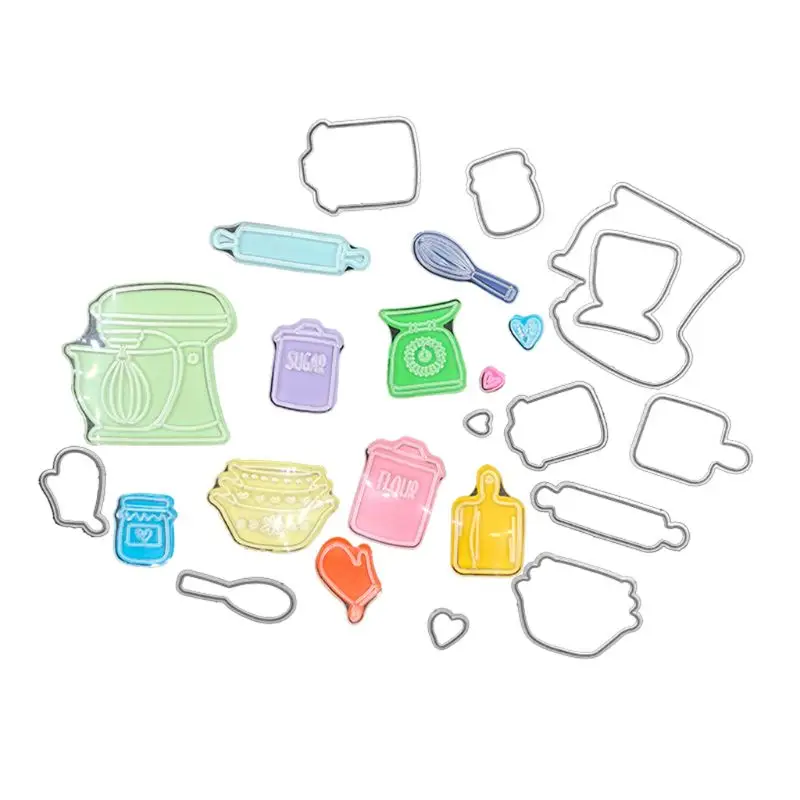 

Kitchen ware Clear Stamps Seal+Cutting Dies Stencil Set DIY Scrapbooking 95AA