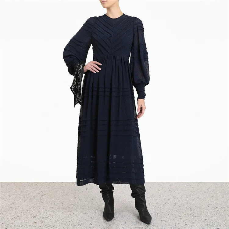 Богемный Вдохновленный белый Флокированный горошек длинное платье для женщин 2019