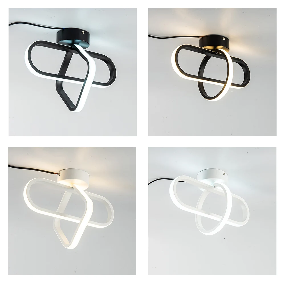 Lámpara de araña moderna para dormitorio, estudio, restaurante, balcón, decoración del hogar, lámpara de techo de arañas Led blanco y negro