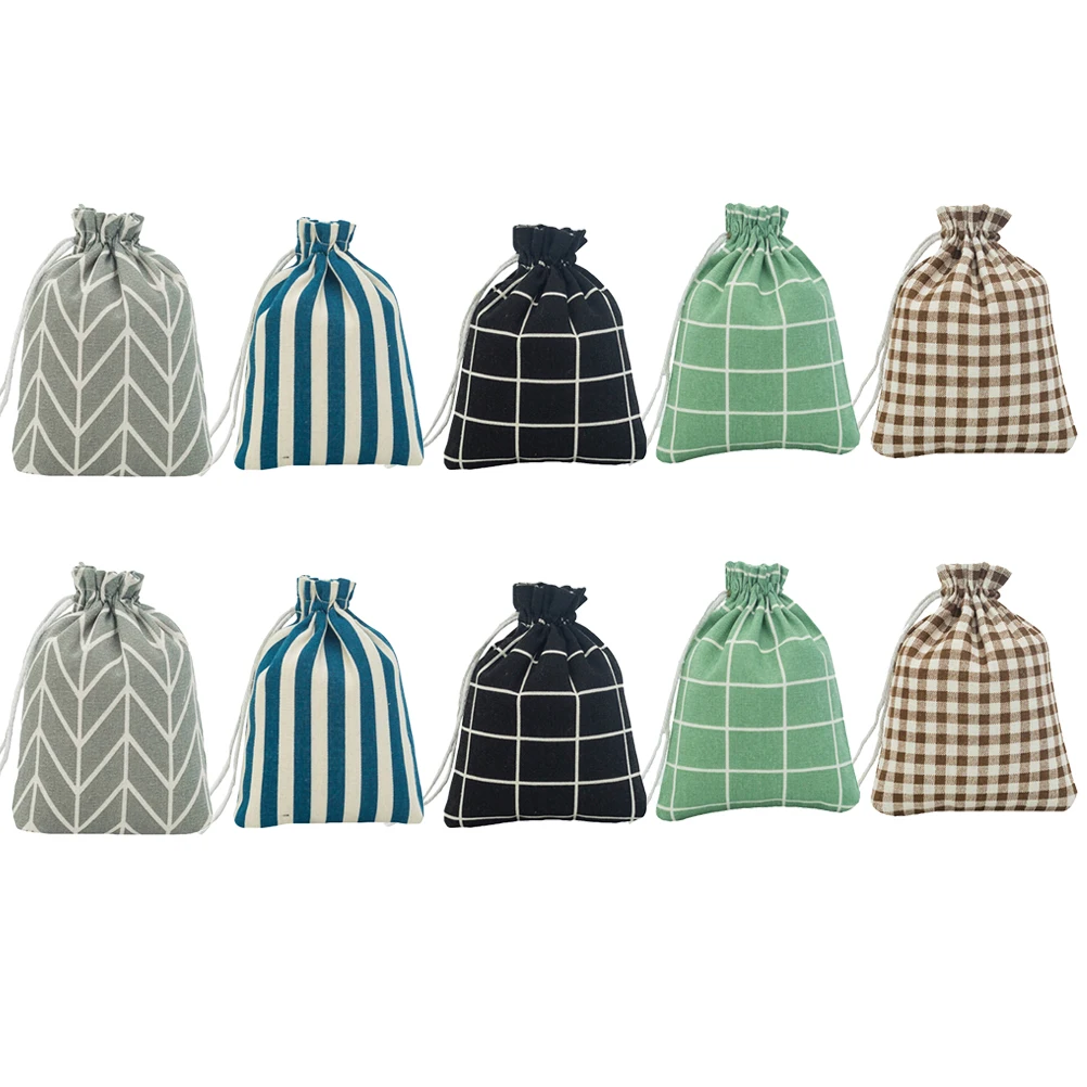 10 шт сумки на шнурке креативные полосы мягкий плед Подарочный мешок Lucky для