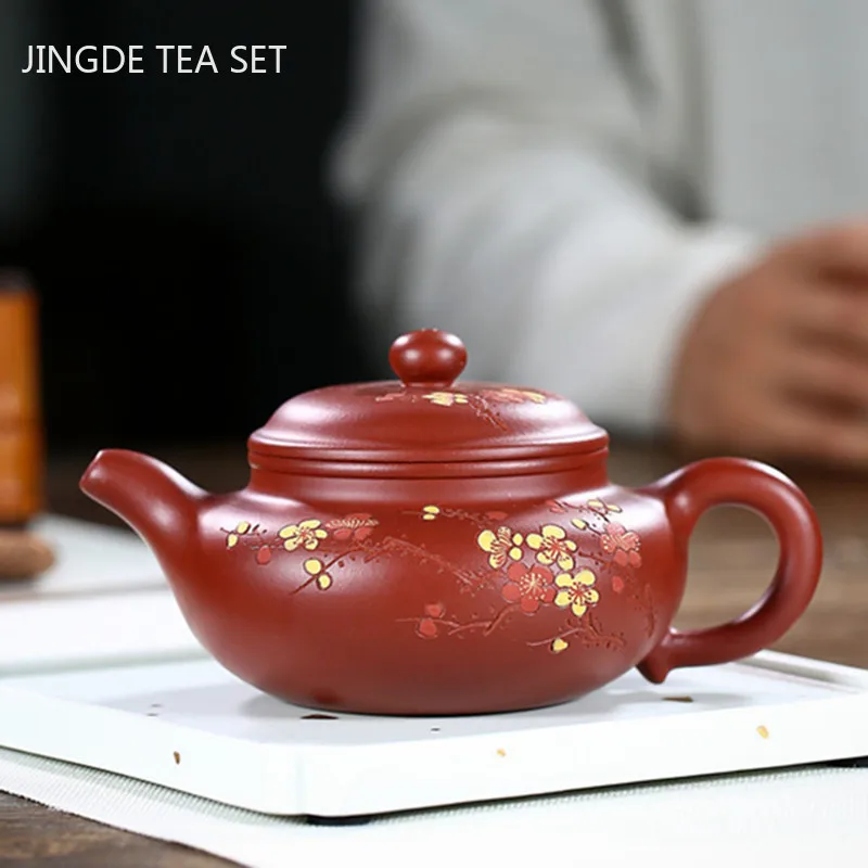 

Authentic Yixing tea pots Purple Clay Teapot Raw ore Dahongpao Plum blossom kettle Handmade Customized Boutique Teaware 230ml