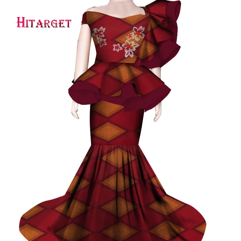 2020 Africa Ankara Outfits Wax Fabric Skirt Sets African Wax Print 2 Pieces Skirt Suit Traditional African women Clothing WY6144