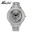 Miss Fox Женские часы лучший бренд Роскошные леопардовые женские часы женские блестящие алмазные серебряные часы женские часы из нержавеющей стали
