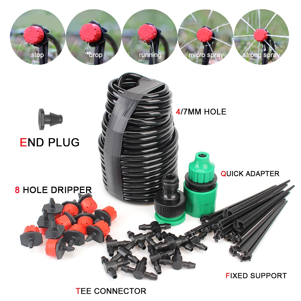 

Automatic Watering Micro Drip Irrigation System Misting Watering Kits Garden Hose 10M-20M with Adjustable Drippers Portable