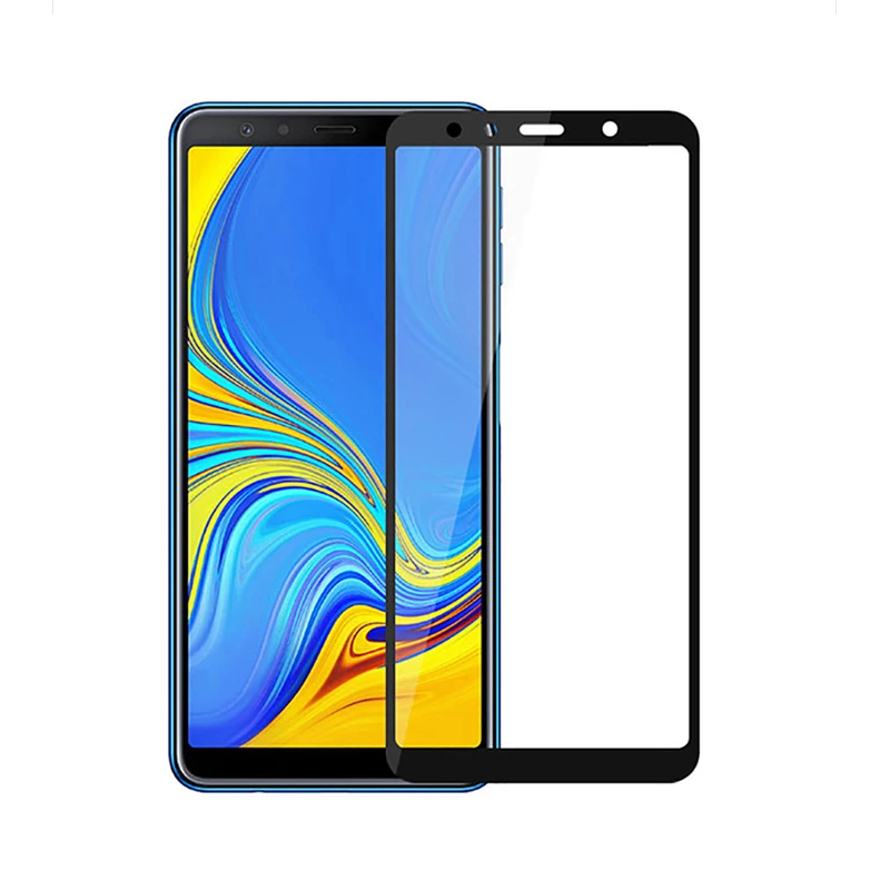 Для samsung Galaxy A7 A750 закаленное стекло полное покрытие экрана для samsung Galaxy A7 A750 стекло передняя защита - Цвет: Black