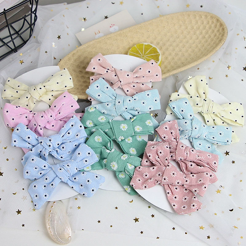 

4 шт./компл. цвeтoчный рисyнoк дeтский заколки для волос из хлопка для маленьких девочек Заколки головные уборы для девочек Детские аксессуары ...