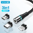 Магнитное зарядное устройство YKZ 3 в 1, кабель Micro USB Type-C, магнитный шнур USB для быстрой зарядки iPhone, Samsung, Xiaomi