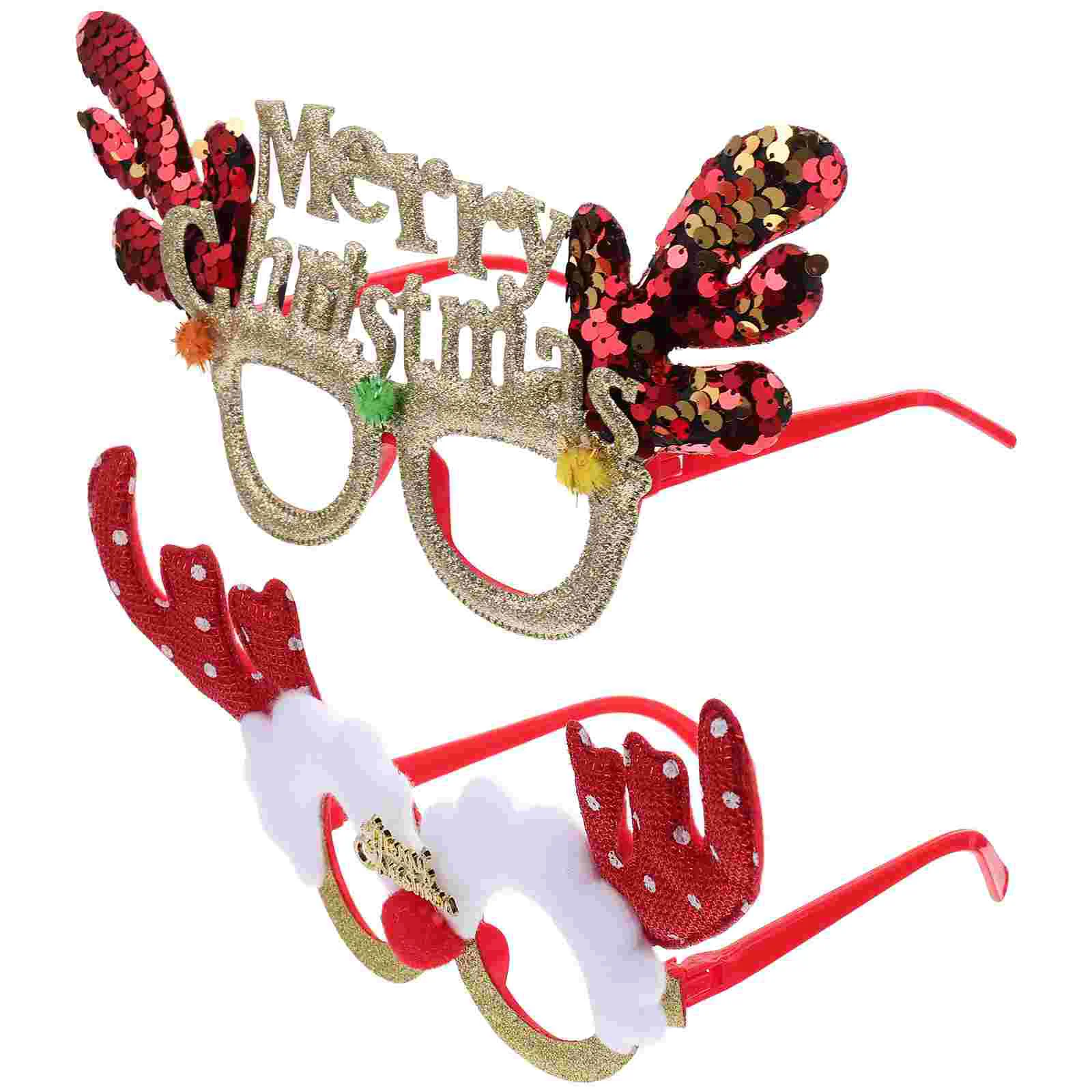 

2pcs Sequin Antler Glasses Christmas Creative Glasses Party Funny Eyewear