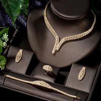 hibride brilliant women bridal wedding sets 4 pcs earring necklace ring bracelet sets gold color parure bijoux femme n 1412