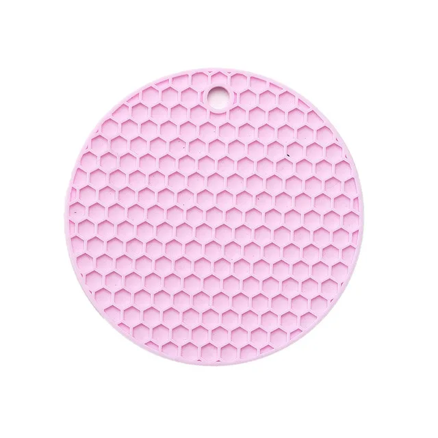Pink Многофункциональные силиконовые подставки под столовые приборы, круглые подставки для кухонной утвари, тонкие сотовые Нескользящие подставки - Цвет: Pink