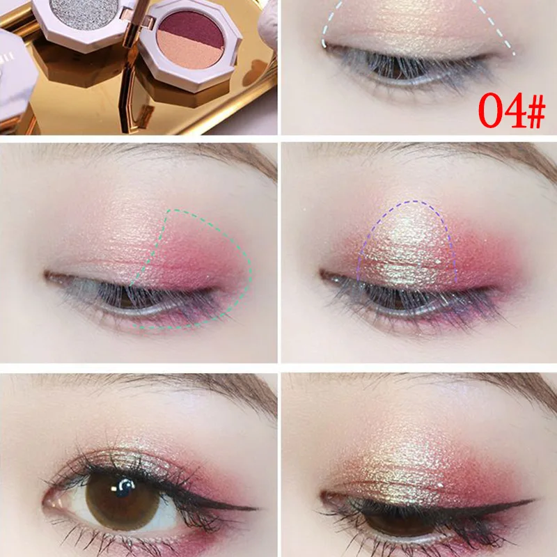 Double Layer Eyeshadow Palette Foldable Marble Effect Pearly Lustre Eye Shadow Case QRD88 |