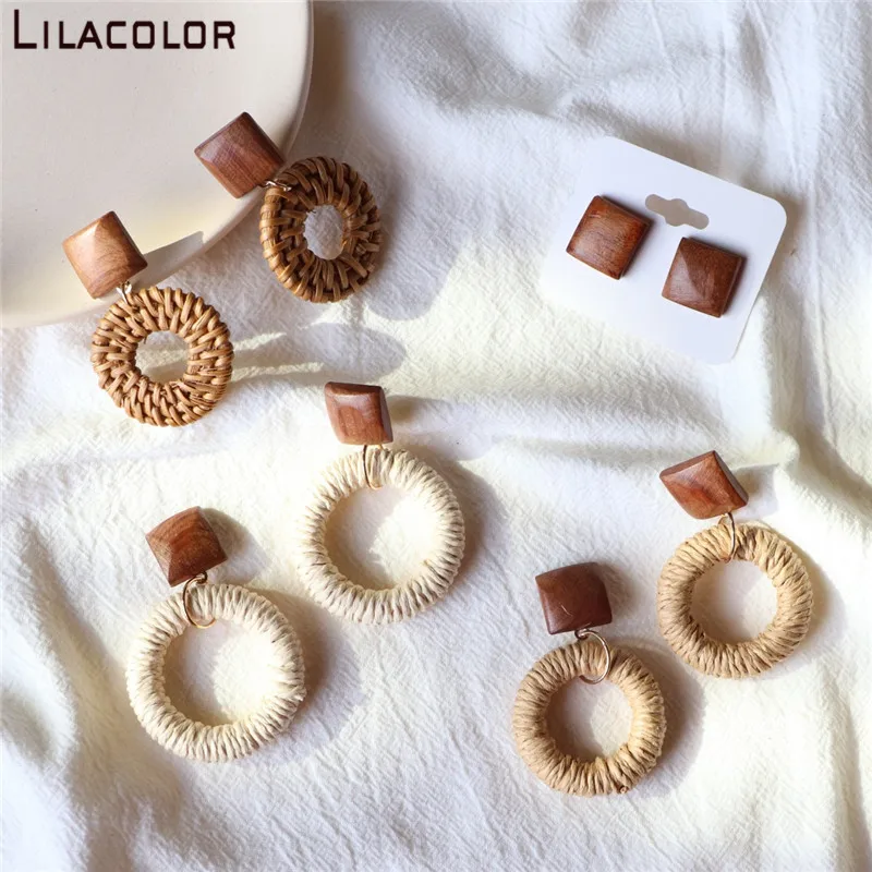Lilacolor розовое дерево Женские Висячие серьги 2019 темперамент уха Модные ювелирные