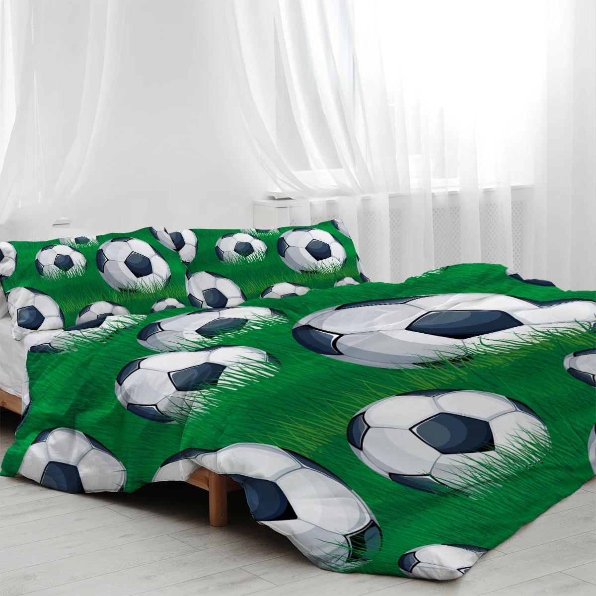 

Football Field Bedding Set 3pcs Duvet Cover Pillowcase 3D Customization Couple Bed Set Size Queen King Size Bedding Set
