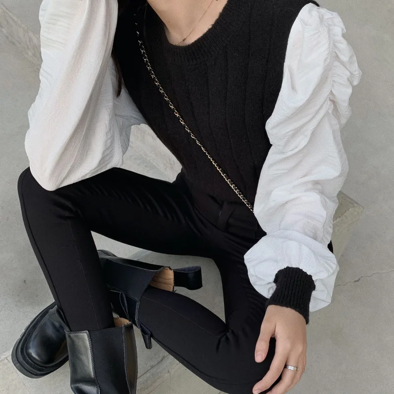 Платье-рубашка с рукавами-пузырьками Sandy Lamb в стиле пэчворк для девочек во