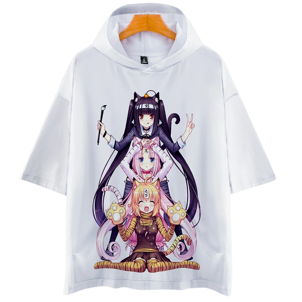 

Harajuku Creative Cute NEKOPARA Hooded T Shirt 3D Printed Adult Children Hooded T-shirt Boys/Girls Casual Short Sleeve Tees Tops