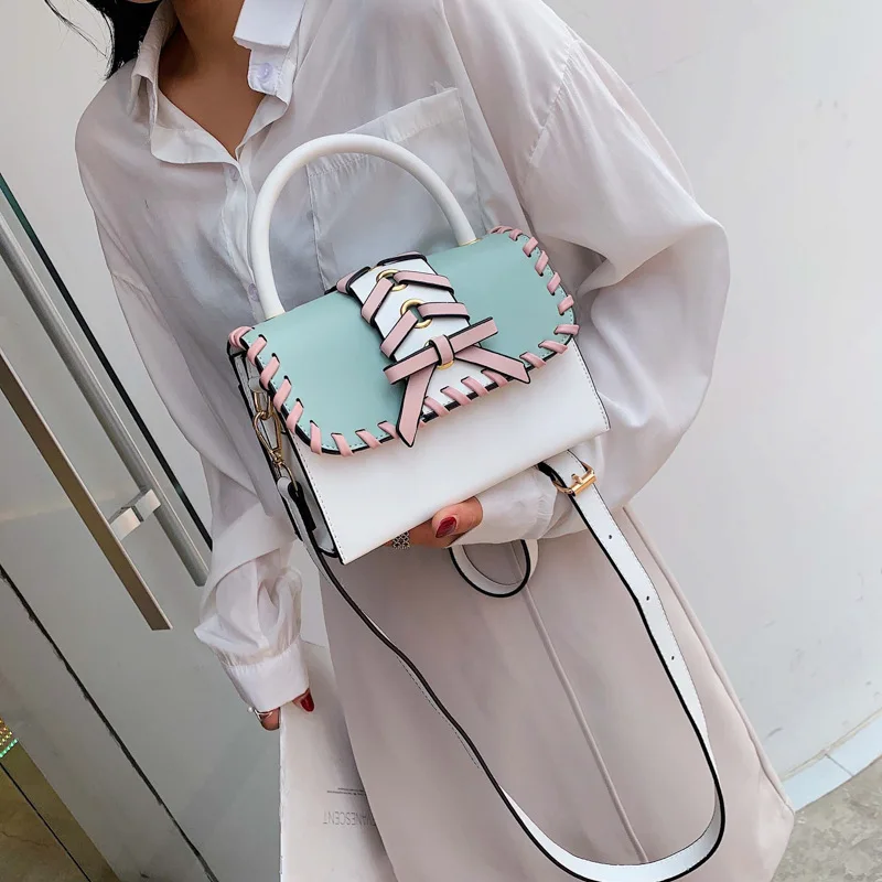 New Forestry Butterfly Knot Knitted Single Shoulder Bag with Texture Oblique Square in 2019 | Багаж и сумки