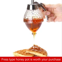 honey dispenser squeeze bottle honey jar container kettle storage tank stand syrup cup household kitchen supplies
