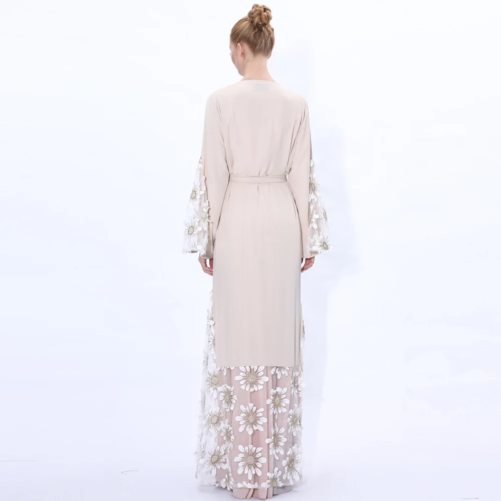 Исламская одежда Дубай мусульманское платье абайя кружева кафтан открытый халат