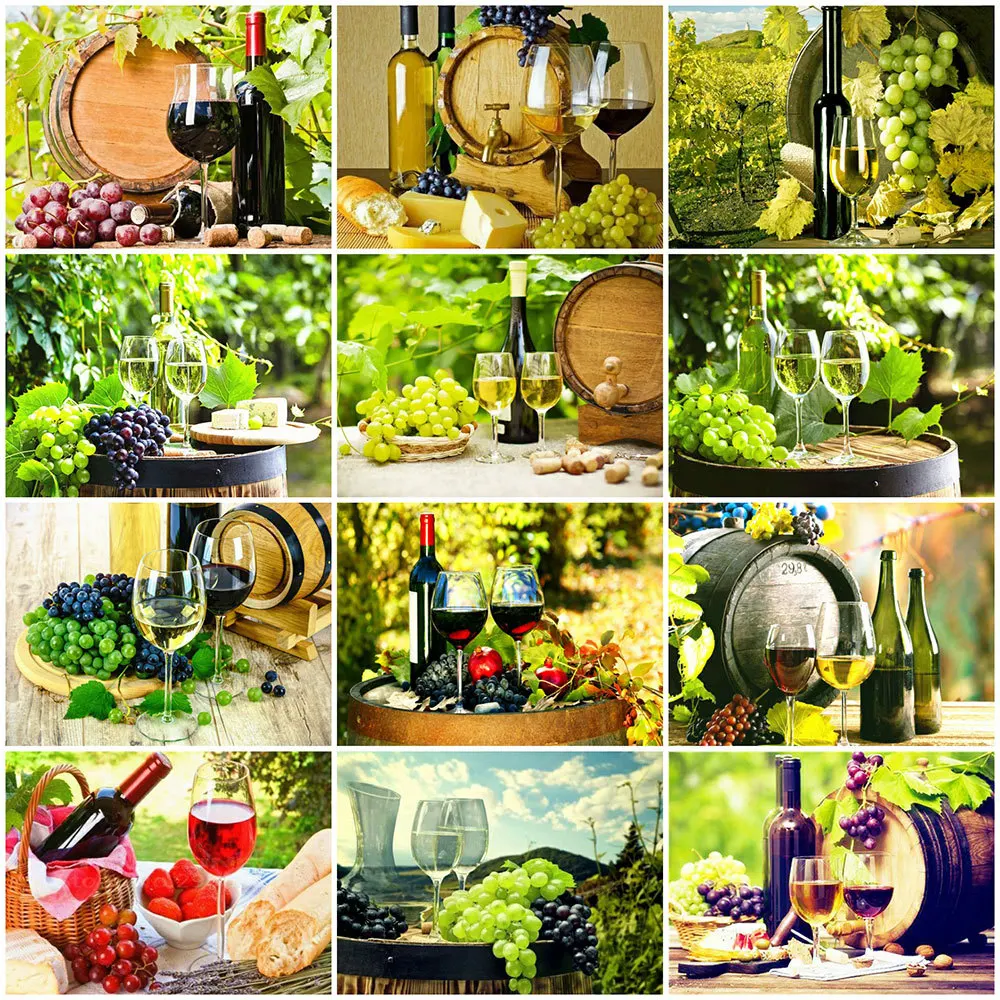 

HUACAN Paintings On The Wall Diamond Embroidery Fruit Diamond Painting Landscape Red Wine Glass Hobby And Needlework Home Decor