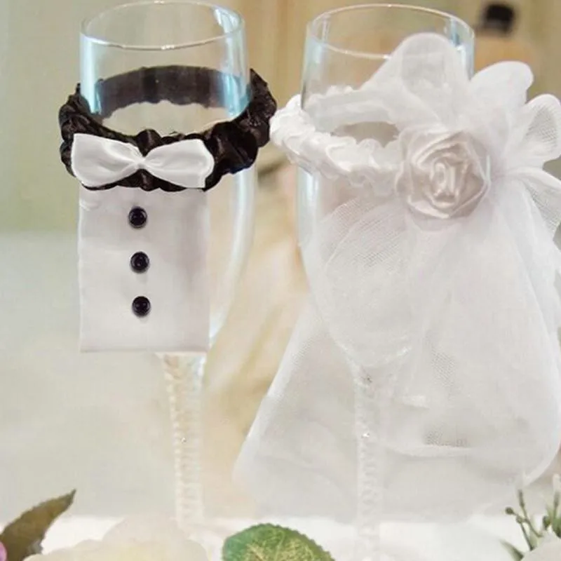 1 пара креативных свадебных платьев Набор Винных Бокалов модный тканевый бокалов