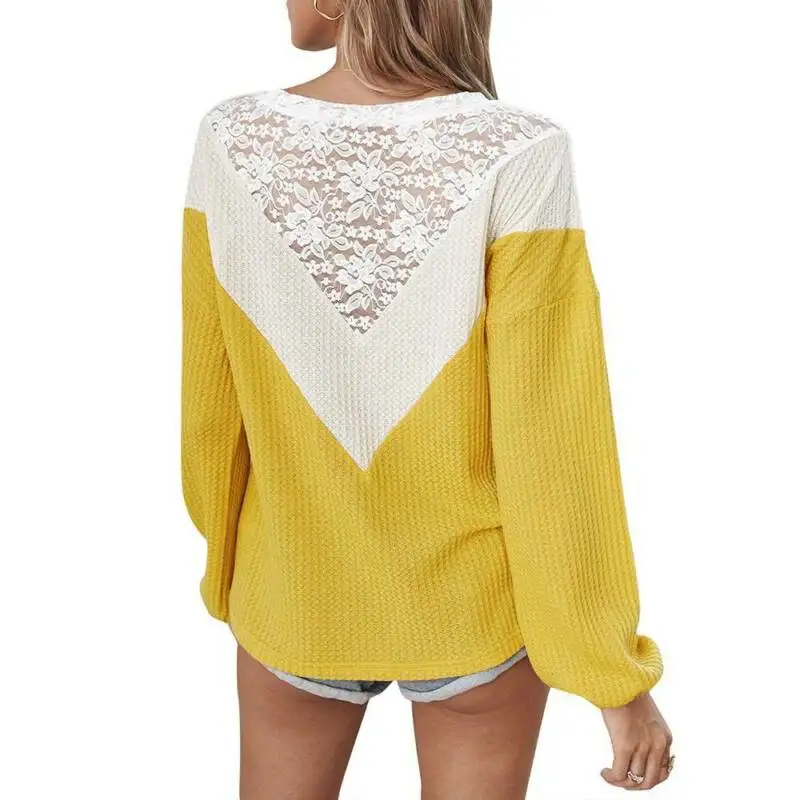 

Womens Lace Long Sleeve Tunic Sweater Top Ladies Casual Fashion Jumper Pullover
