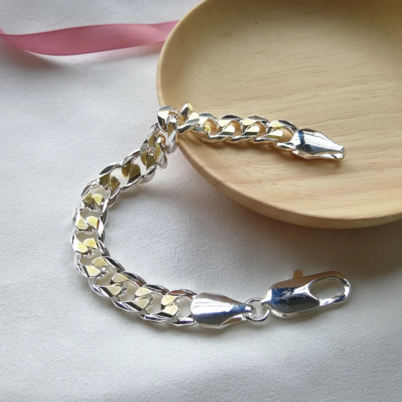 Браслет мужской из серебра 925 пробы 10 мм|bracelets for|chain link braceletbracelet for men |