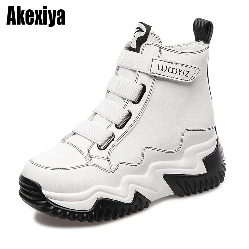 

6cm Women Ankle Boots Genuine Leather Thick Sole Platform Wedge Heel Casual Shoes Chunky Sneakers Woman 2022 BC3021